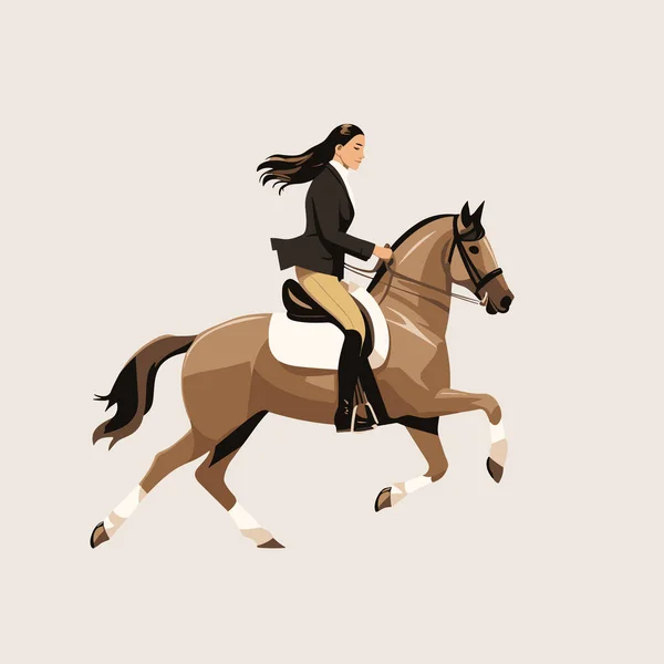 Femme Costume Équitation Cheval Vecteur Plat Isolé Illustration — Image vectorielle