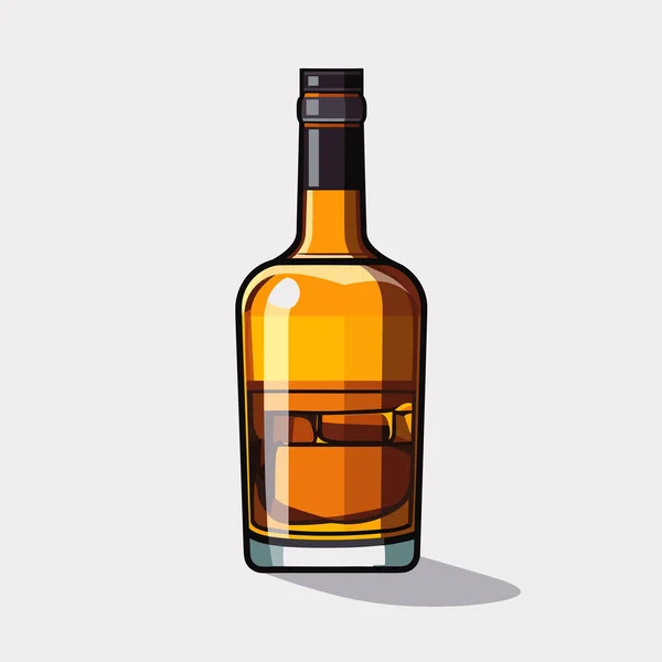 Botol Vektor Wiski Ilustrasi Terisolasi Minimalistik Rata - Stok Vektor