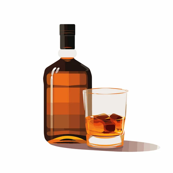 Botella Whisky Vector Plano Ilustración Aislada Minimalista — Vector de stock