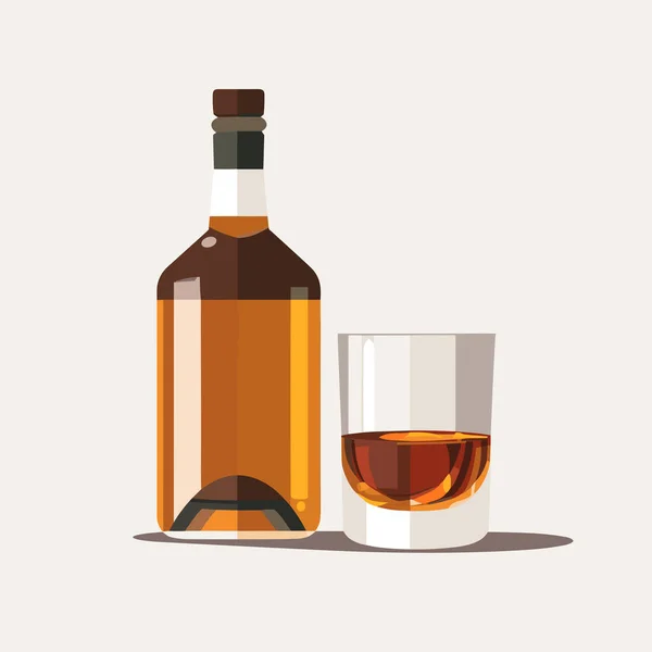 Botella Whisky Vector Plano Ilustración Aislada Minimalista — Archivo Imágenes Vectoriales