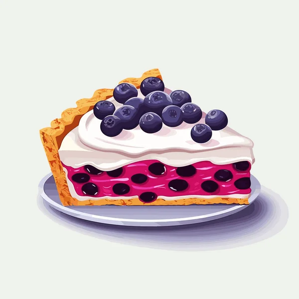Φέτα Του Φορέα Blueberry Πίτα Επίπεδη Μινιμαλιστική Απομονωμένη Εικόνα — Διανυσματικό Αρχείο