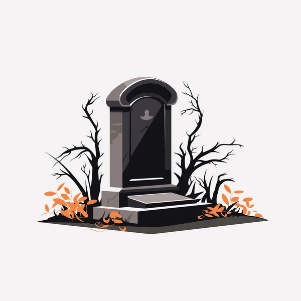 Tombstone Grave Vector Flat Minminministic Isolated Illustration — 스톡 벡터