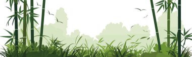 A dense bamboo forest vector simple 3d smooth cut isolated illustration clipart