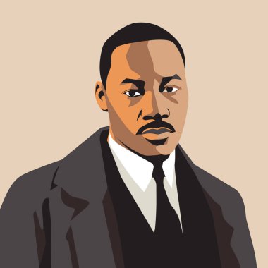 Martin Luther King Jr. Poster taşıyıcı düz izole çizim