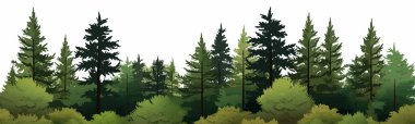dense pine forest vector simple 3d smooth cut and isolated illustration clipart