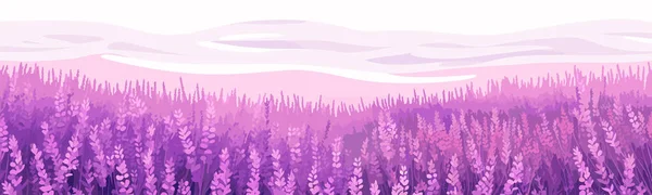 Blommande Lavendel Fält Vektor Enkel Smidig Isolerad Illustration — Stock vektor