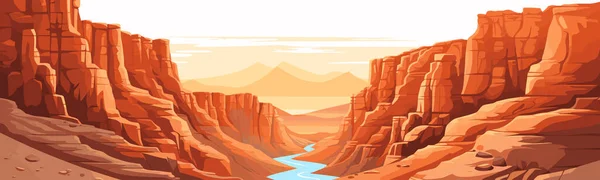 河流矢量为简单的3D平切孤立图解的峡谷 — 图库矢量图片