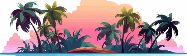 Una Isla Tropical Con Palmeras Vector Simple Ilustración Aislada — Vector de stock