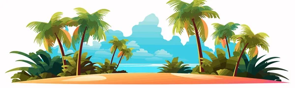Una Isla Tropical Con Palmeras Vector Simple Ilustración Aislada — Vector de stock