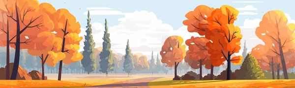 Hösten Lövverk Park Vektor Enkel Smidig Isolerad Illustration — Stock vektor