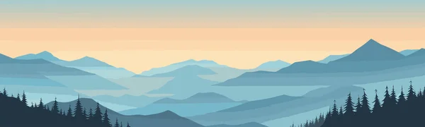 Cordillera Con Vector Cielo Claro Ilustración Aislada Simple — Vector de stock