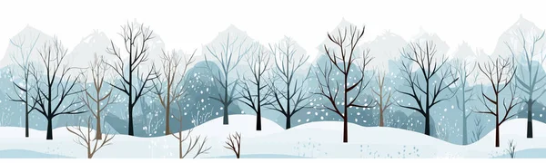 Snöig Vinter Skog Vektor Enkel Slät Snitt Och Isolerad Illustration — Stock vektor