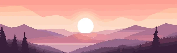Sunset Vektor Jednoduchý Hladký Střih Vložit Bílou Izolovanou Ilustraci — Stockový vektor