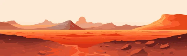 Vulkanisch Landschap Met Lava Vector Eenvoudige Geïsoleerde Illustratie — Stockvector