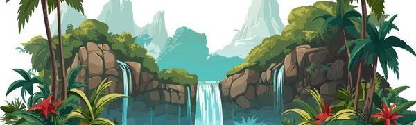 Cachoeira Vetor Selva Simples Corte Liso Ilustração Isolada —  Vetores de Stock