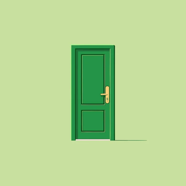 Ανοιχτό Πράσινο Διάνυσμα Πόρτα Επίπεδη Μινιμαλιστική Απομονωμένη Εικόνα — Διανυσματικό Αρχείο