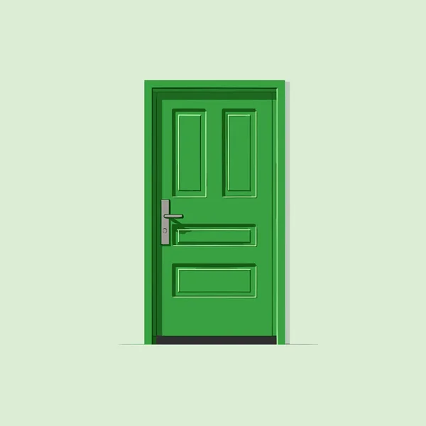 Открыть Зеленый Вектор Двери Плоская Минималистичная Изолированная Иллюстрация — стоковый вектор