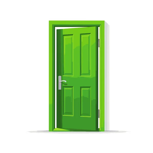 Offene Grüne Tür Vektor Flache Minimalistische Isolierte Abbildung — Stockvektor
