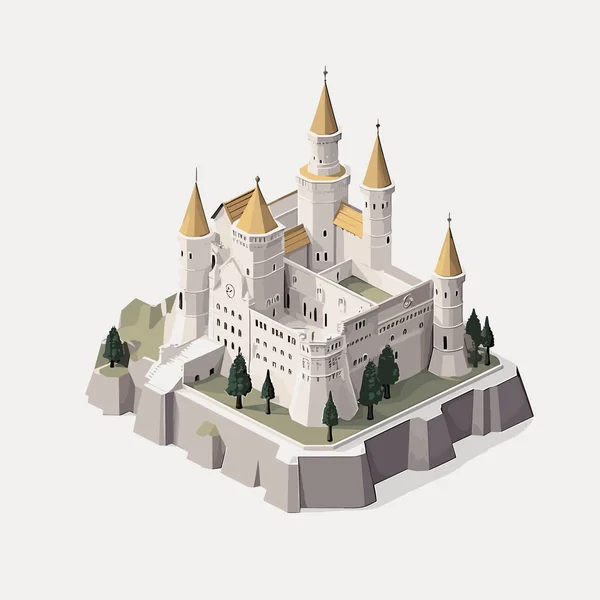 Замковий Ізометричний Вектор Плоска Мінімалістична Ізольована Ілюстрація — стоковий вектор