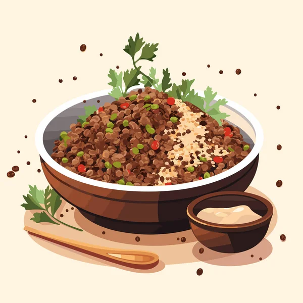Μαγειρεμένο Διάνυσμα Κινόα Επίπεδη Μινιμαλιστική Απομονωμένη Απεικόνιση — Διανυσματικό Αρχείο
