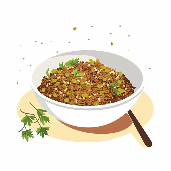 Gekookte Quinoa Vector Platte Minimalistische Geïsoleerde Illustratie — Stockvector