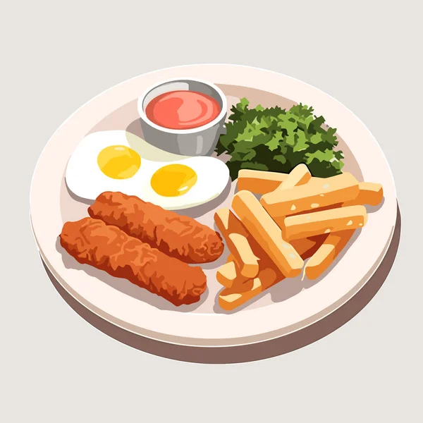 Nourriture Sur Plaque Vecteur Plat Minimaliste Illustration Isolée — Image vectorielle