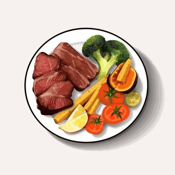 皿の上の食べ物ベクトルフラットミニマリズム孤立したイラスト — ストックベクタ