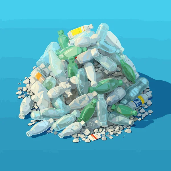 Pile Plastic Bottles Set Isometric Vector Isolated Illustration — Stock Vector