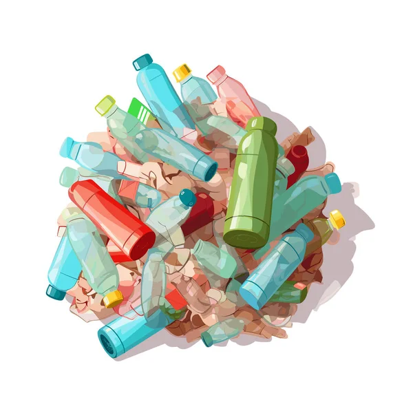 Mucchio Bottiglie Plastica Set Vettoriale Isometrico Isolato Illustrazione — Vettoriale Stock