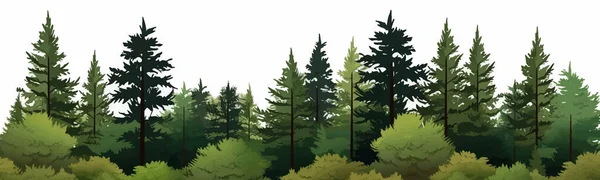 Dense Forêt Pins Vecteur Simple Coupe Lisse Illustration Isolée — Image vectorielle