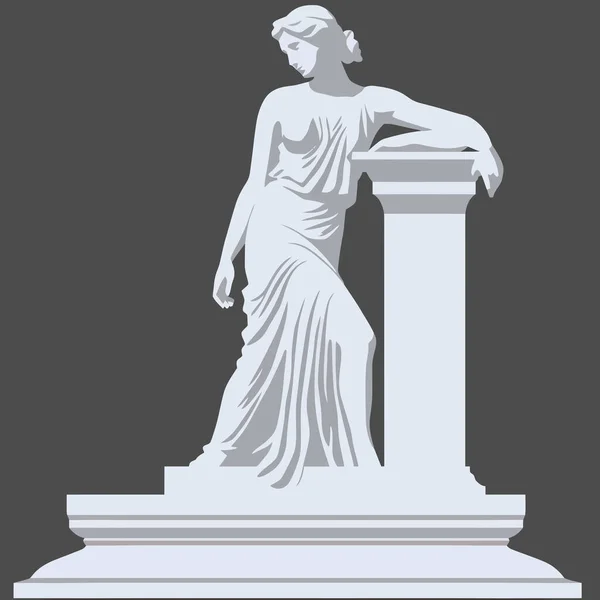 Estátua Grega Vetor Feminino Plana Minimalista Ilustração Isolada — Vetor de Stock