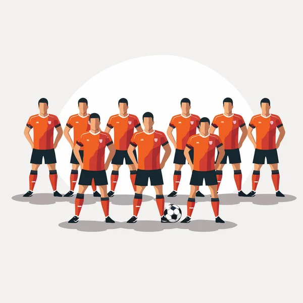 Grupo Jugadores Fútbol Vector Plano Ilustración Aislada — Archivo Imágenes Vectoriales