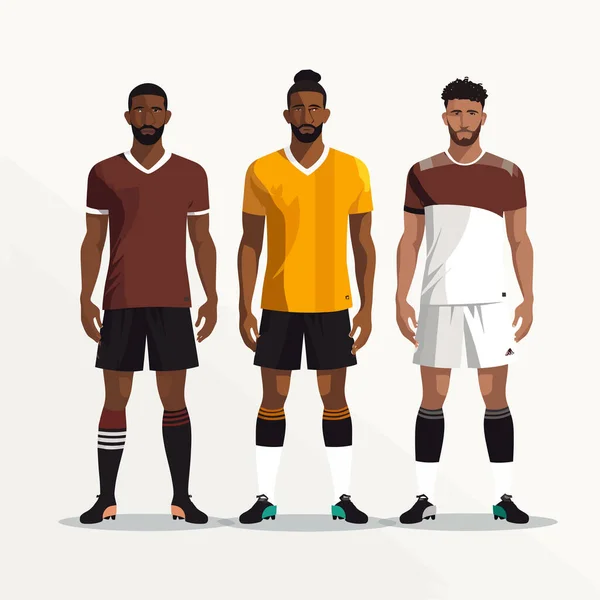 Groupe Joueurs Football Vecteur Plat Illustration Isolée — Image vectorielle