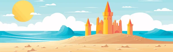 Παραλία Τοπίο Άμμο Κάστρο Διάνυσμα Απλή Απομονωμένη Εικόνα — Διανυσματικό Αρχείο