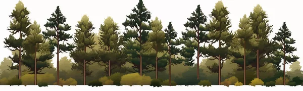 Dense Forêt Pins Vecteur Simple Coupe Lisse Illustration Isolée — Image vectorielle
