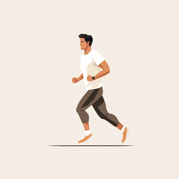 Uomo Jogging Vettore Piatto Minimalista Isolato Illustrazione — Vettoriale Stock