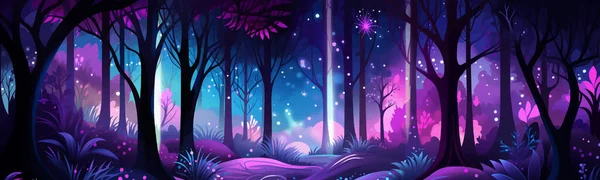 Forêt Mystique Avec Des Plantes Bioluminescentes Vecteur Illustration Isolée — Image vectorielle
