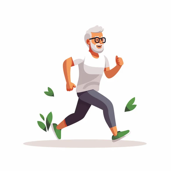 Vecchio Uomo Jogging Vettore Piatto Minimalista Isolato Illustrazione — Vettoriale Stock