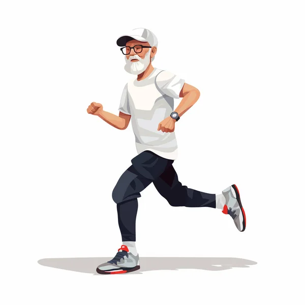 Vecchio Uomo Jogging Vettore Piatto Minimalista Isolato Illustrazione — Vettoriale Stock
