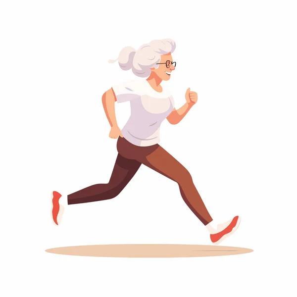 Gammal Kvinna Jogging Vektor Platt Minimalistisk Isolerad Illustration — Stock vektor