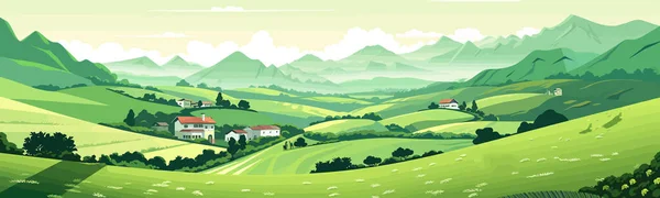 山の中の平和的な茶畑ベクトル孤立図 — ストックベクタ
