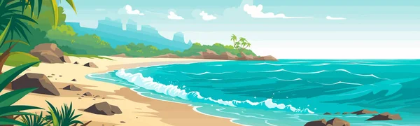 Απομονωμένη Παραλία Τυρκουάζ Νερά Διανυσματική Απλή Απομονωμένη Απεικόνιση — Διανυσματικό Αρχείο