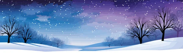 Snowy Landscape Aurora Borealis Vector Simple Isolated Illustration — Stock Vector