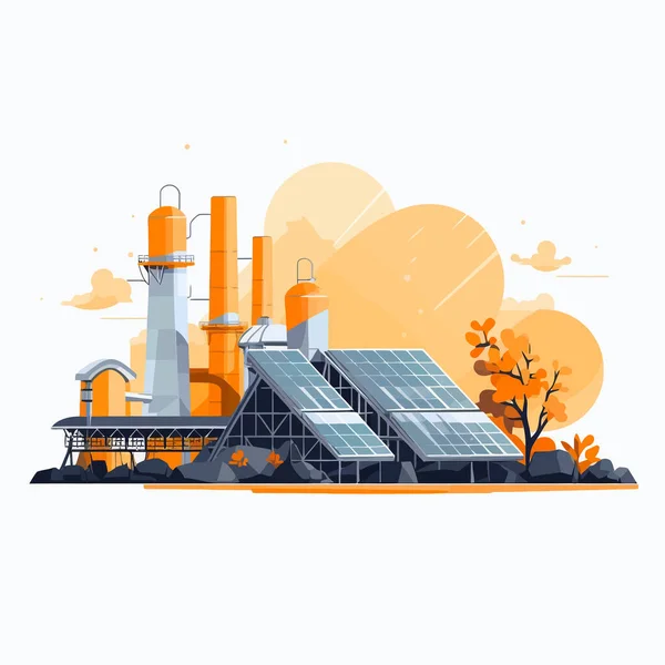 Solarkraftwerk Vektor Flach Minimalistisch Isolierte Illustration — Stockvektor