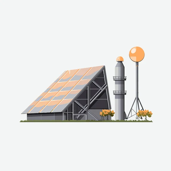 Güneş Enerjisi Santrali Vektörü Yassı Minimalistik Izole Görüntü — Stok Vektör