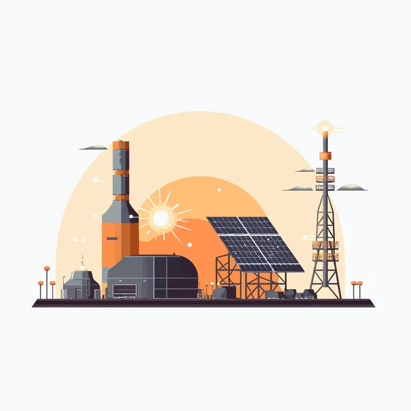 Solarkraftwerk Vektor Flach Minimalistisch Isolierte Illustration — Stockvektor