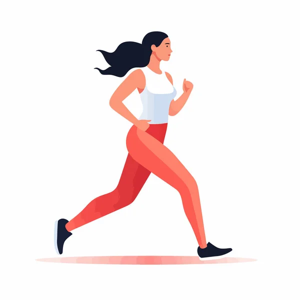 Donna Jogging Vettore Piatto Minimalista Isolato Illustrazione — Vettoriale Stock