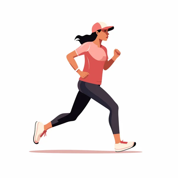 Kvinna Jogging Vektor Platt Minimalistisk Isolerad Illustration — Stock vektor