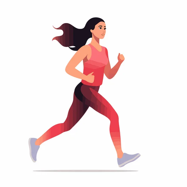 Donna Jogging Vettore Piatto Minimalista Isolato Illustrazione — Vettoriale Stock