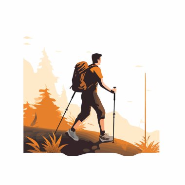 Hiking vector flat minimalistic asset isolated illustration clipart